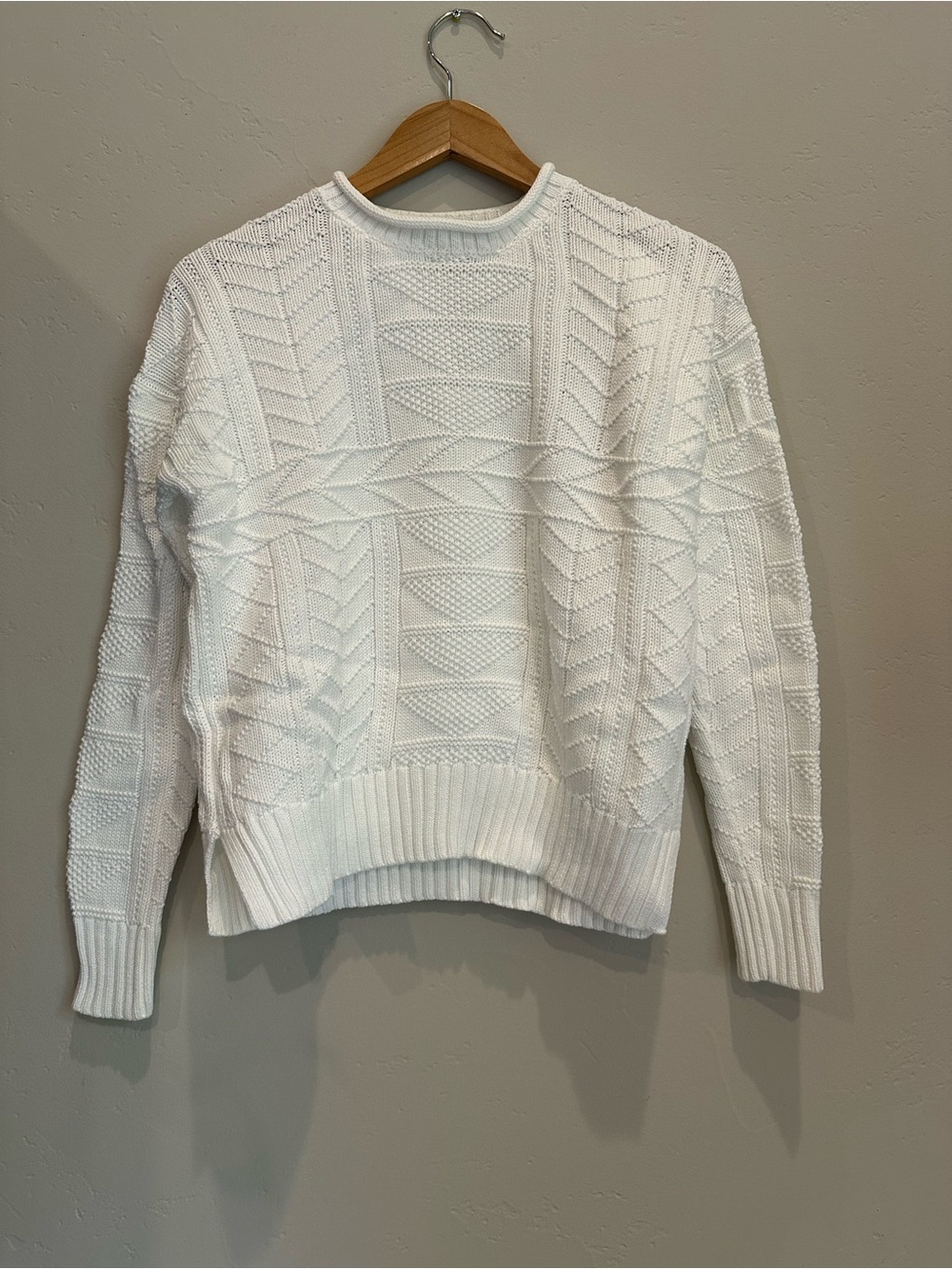 Polo White Textured Knit Crewneck Sweater - Women